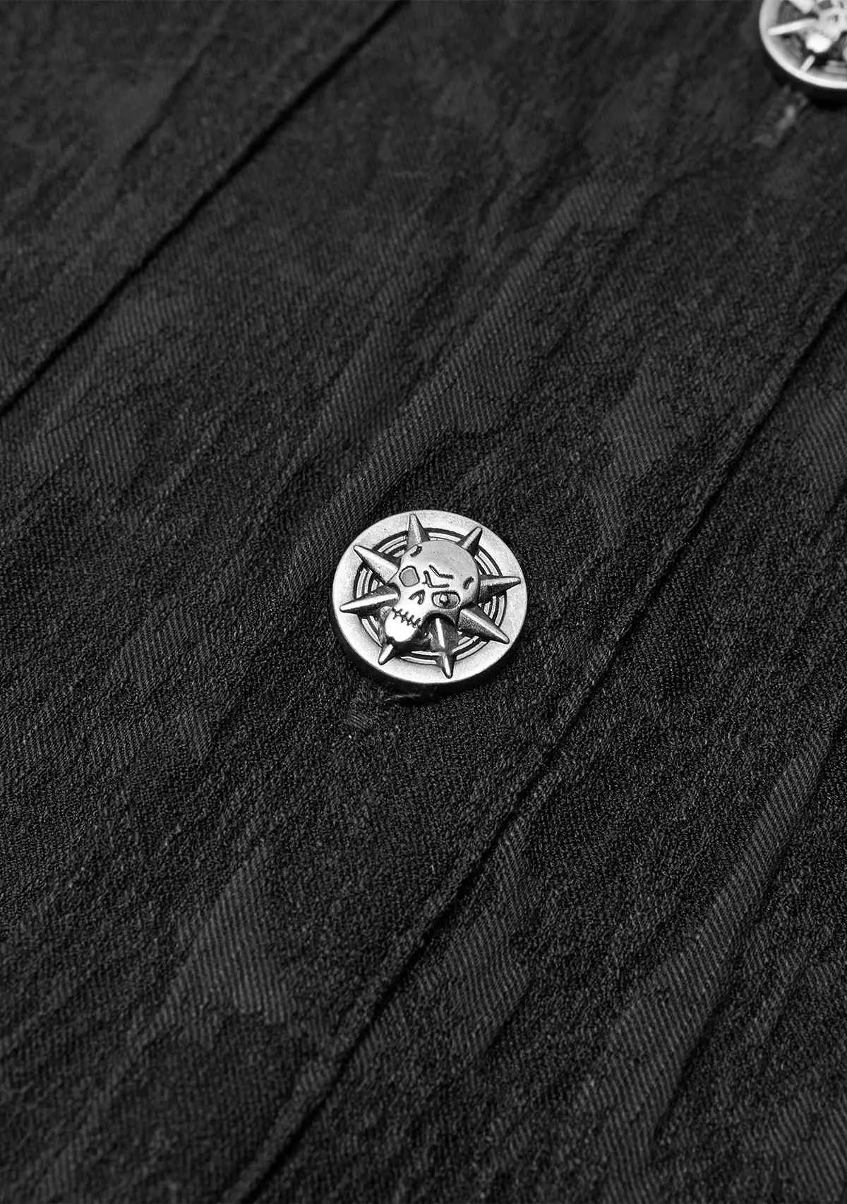 Elastic Jacquard Punk Long Sleeve Shirt sold by Shasilo Goth product image thumbnail 2