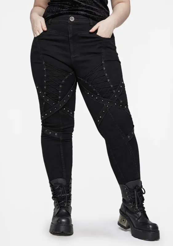 Punk Plus Size Split Denim Trousers sold by Shasilo Goth