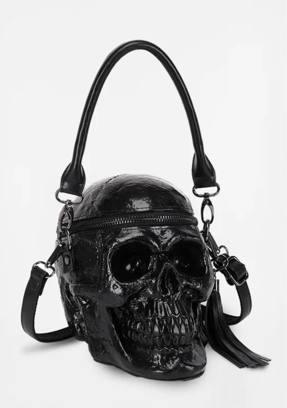 Gothic Black Grave Digger Skull Handbag sold by Shasilo Goth