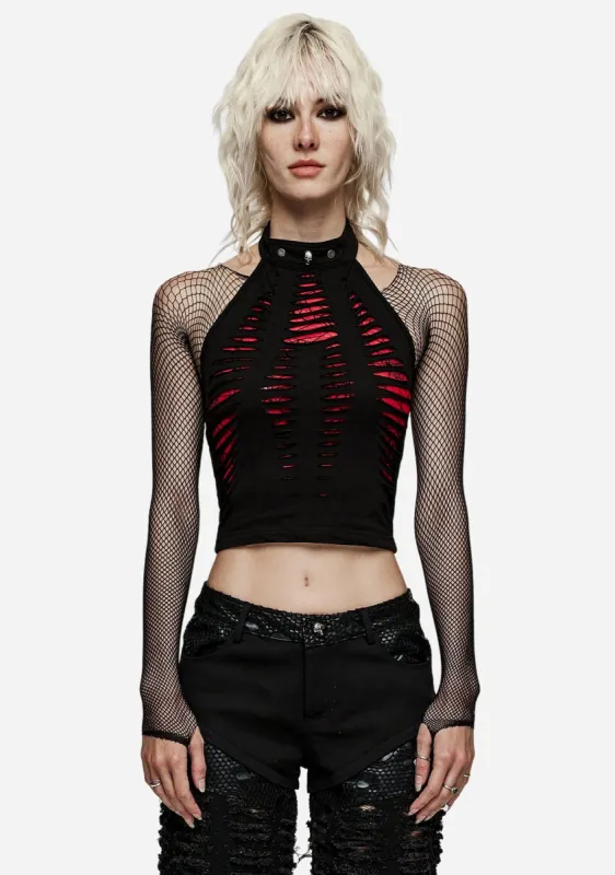 Gothic Spider Mesh Halter Top sold by Shasilo Goth