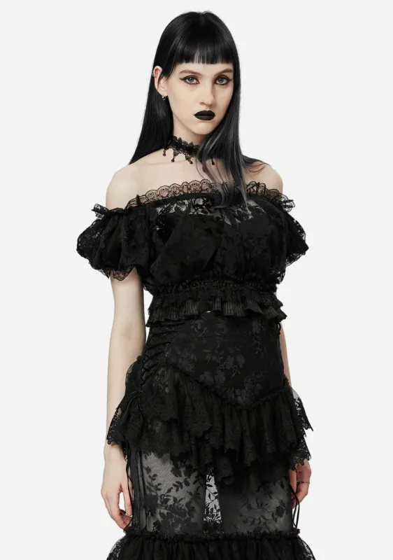 Midnight Enchantment Gothic Bubble-Sleeved T-shirt sold by Shasilo Goth