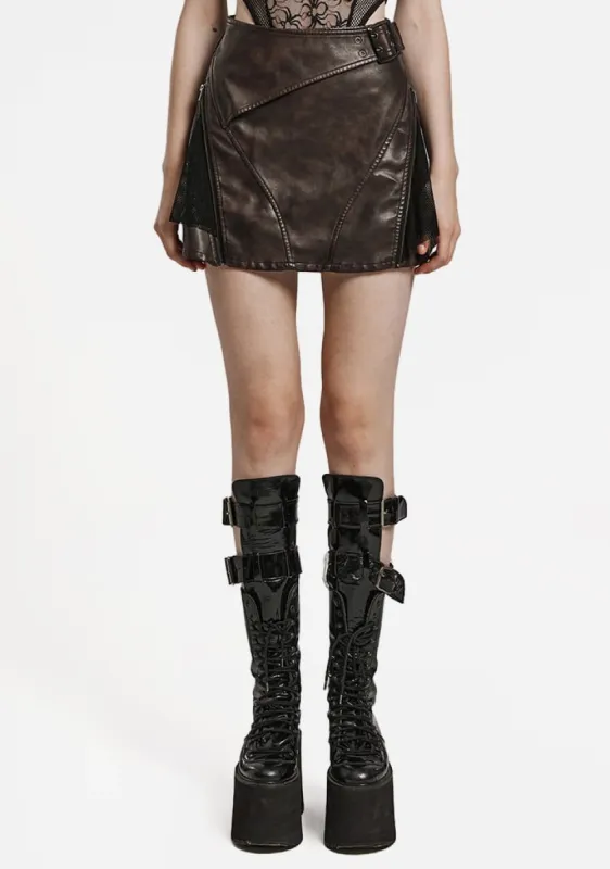 Punk Rebel Rouser Leather Mini Skirt sold by Shasilo Goth