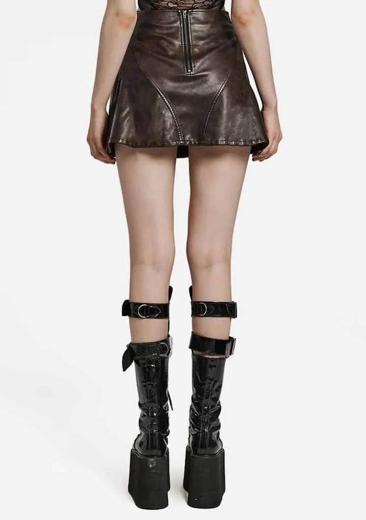 Punk Rebel Rouser Leather Mini Skirt sold by Shasilo Goth product image thumbnail 4