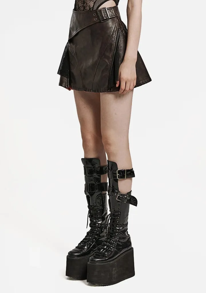 Punk Rebel Rouser Leather Mini Skirt sold by Shasilo Goth product image thumbnail 5