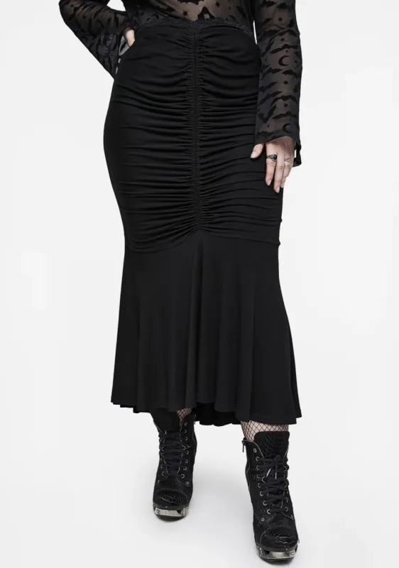 Goth Plus Size Stretch Smocked Skirt sold by Shasilo Goth