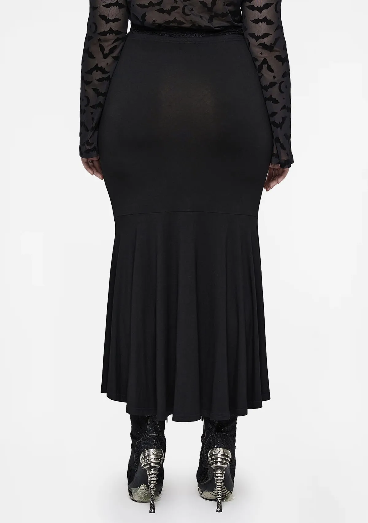Goth Plus Size Stretch Smocked Skirt sold by Shasilo Goth product image thumbnail 4