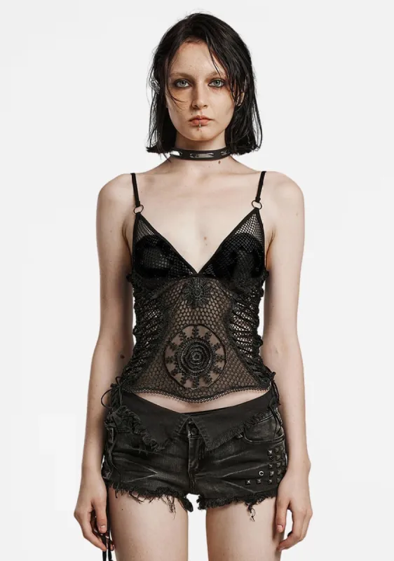 Gothic Sunflower Lace Mesh Camisole sold by Shasilo Goth