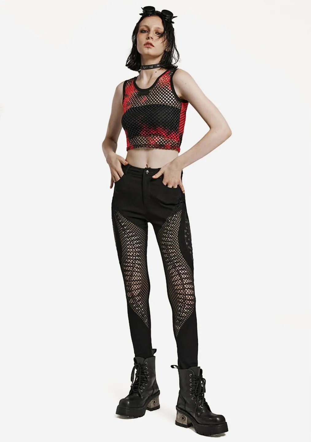 Punk Mesh Webbing Tank Top sold by Shasilo Goth product image thumbnail 5