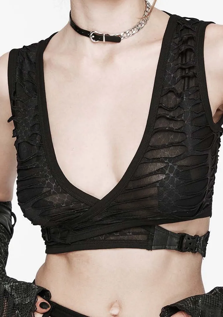 Punk Cross-Structure Crop Top sold by Shasilo Goth product image thumbnail 5