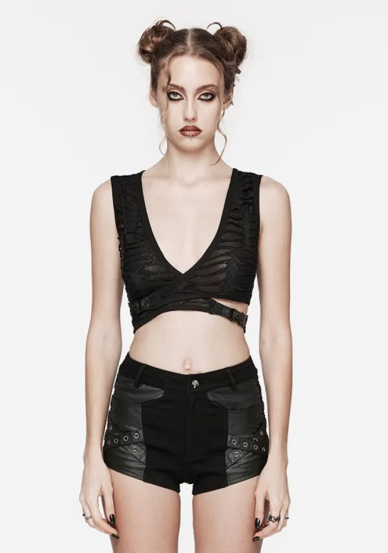 Punk Cross-Structure Crop Top sold by Shasilo Goth