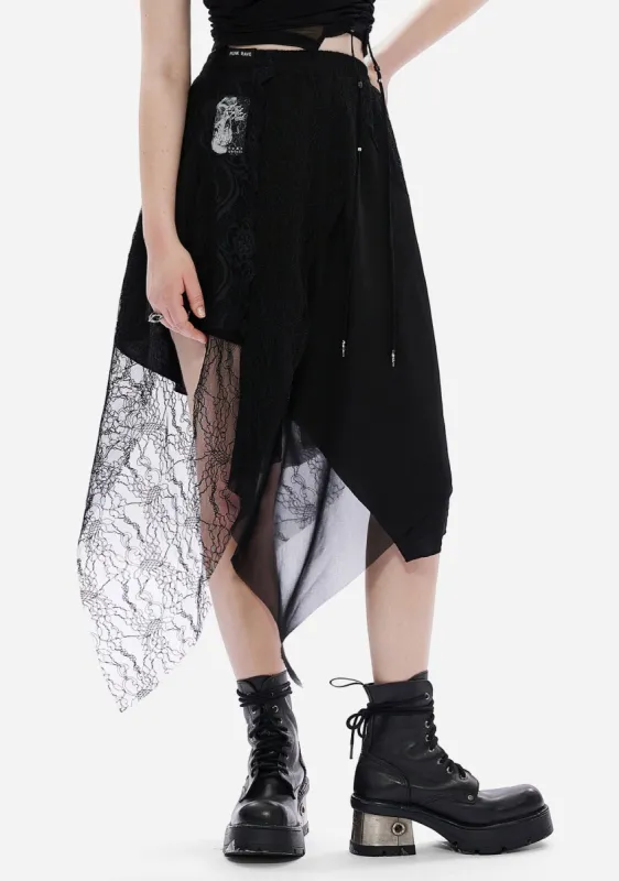 Gothic Layered Lace Asymmetric Skirt sold by Shasilo Goth