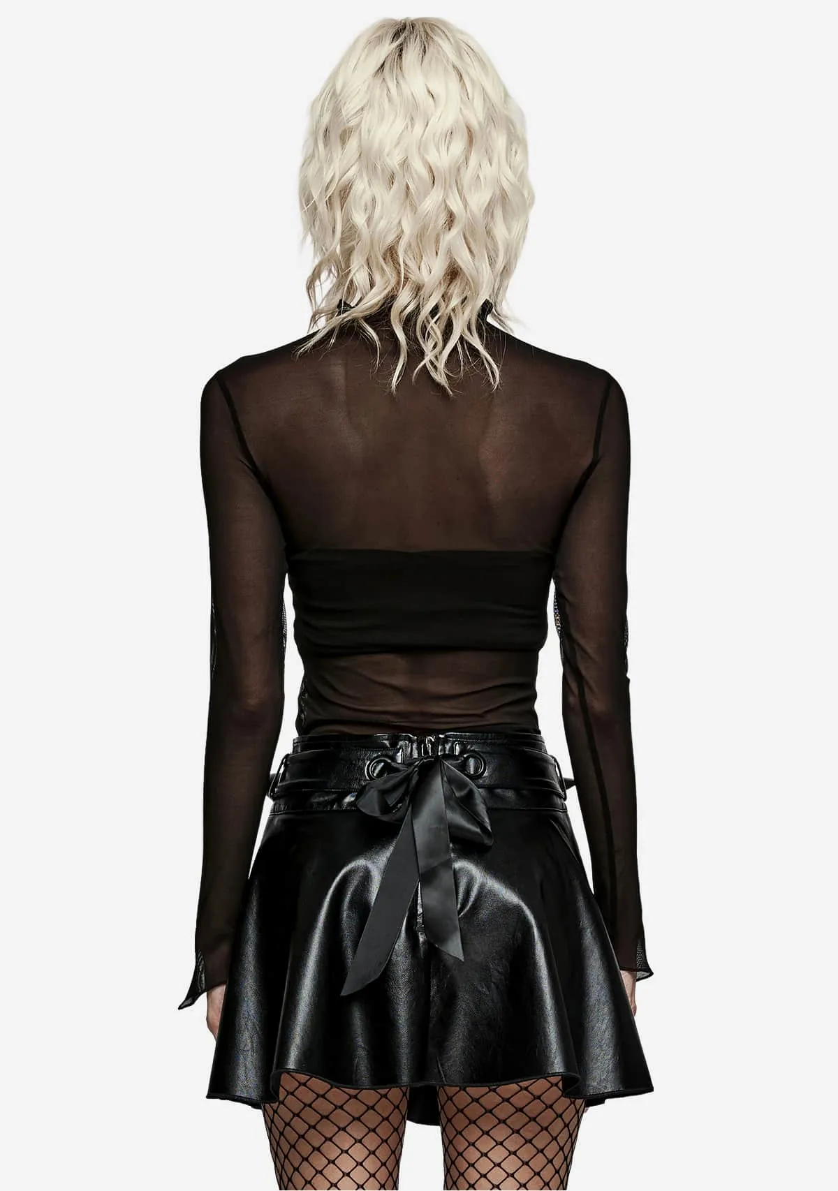 Gothic Cross Flocked Mesh T-Shirt sold by Shasilo Goth product image thumbnail 5