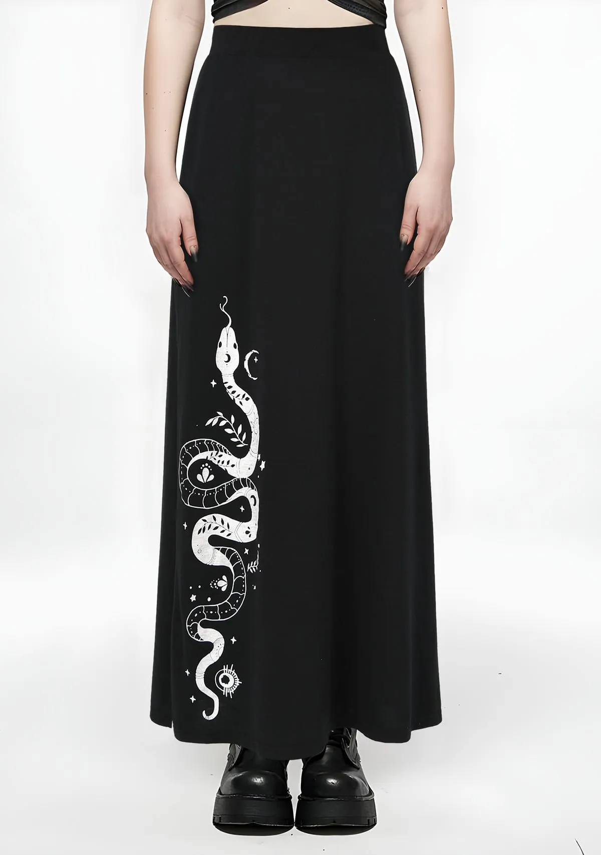 Gothic Side Slit Printed High-Waisted Skirt sold by Shasilo Goth