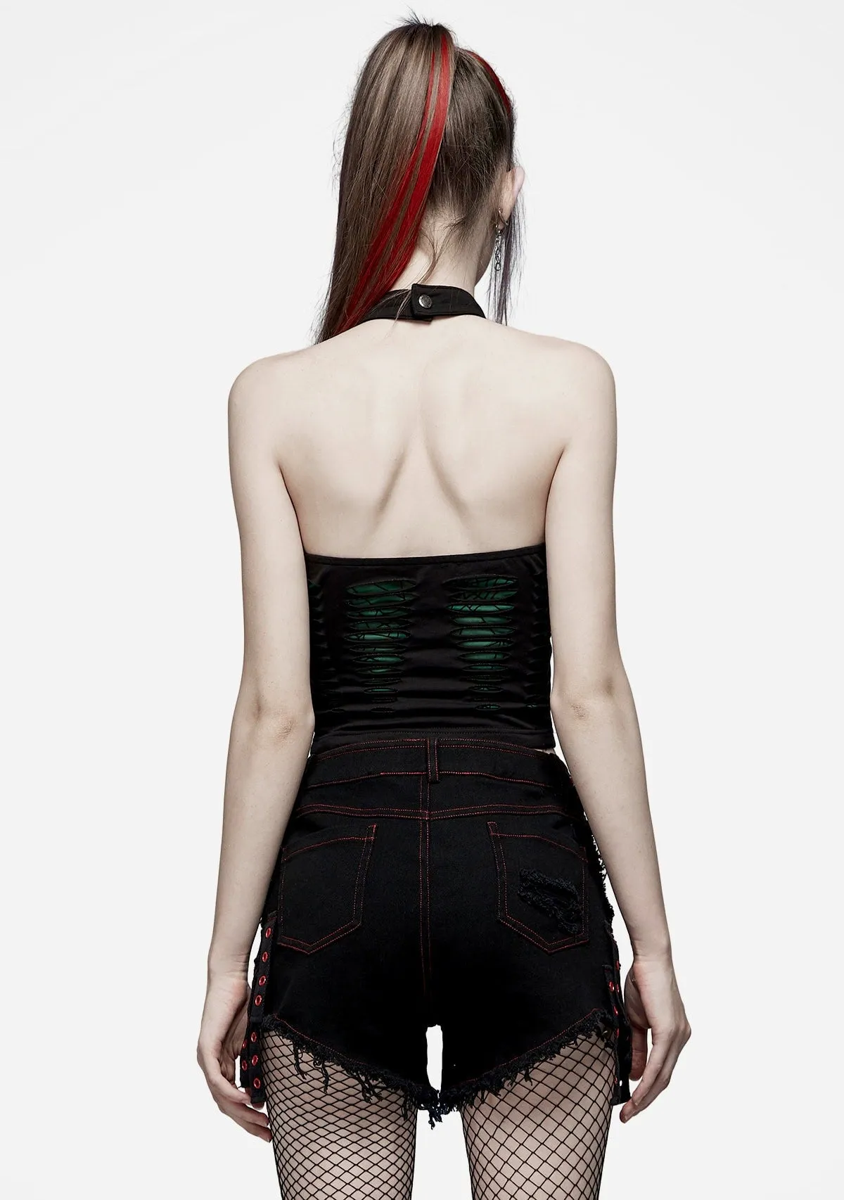 Punk Spider Mesh Halter Top sold by Shasilo Goth product image thumbnail 4