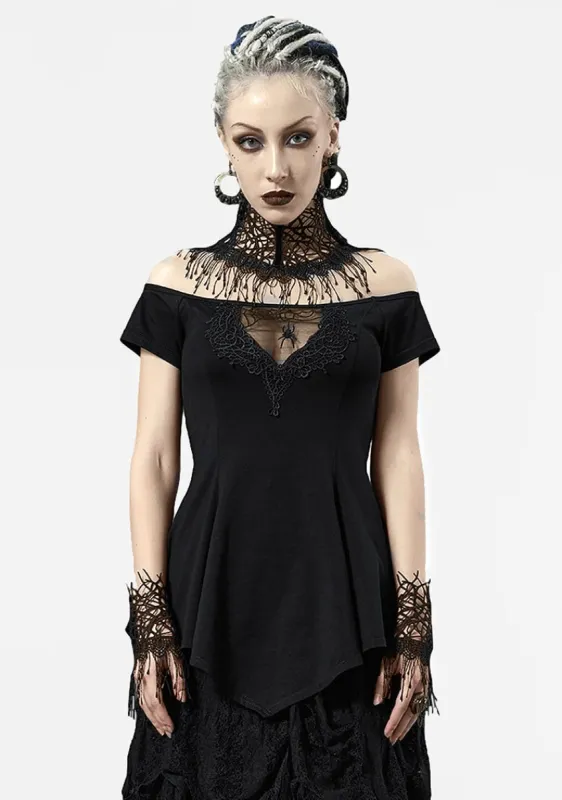 Gothic Spider Horizontal Neck T-Shirt made by Shasilo Goth