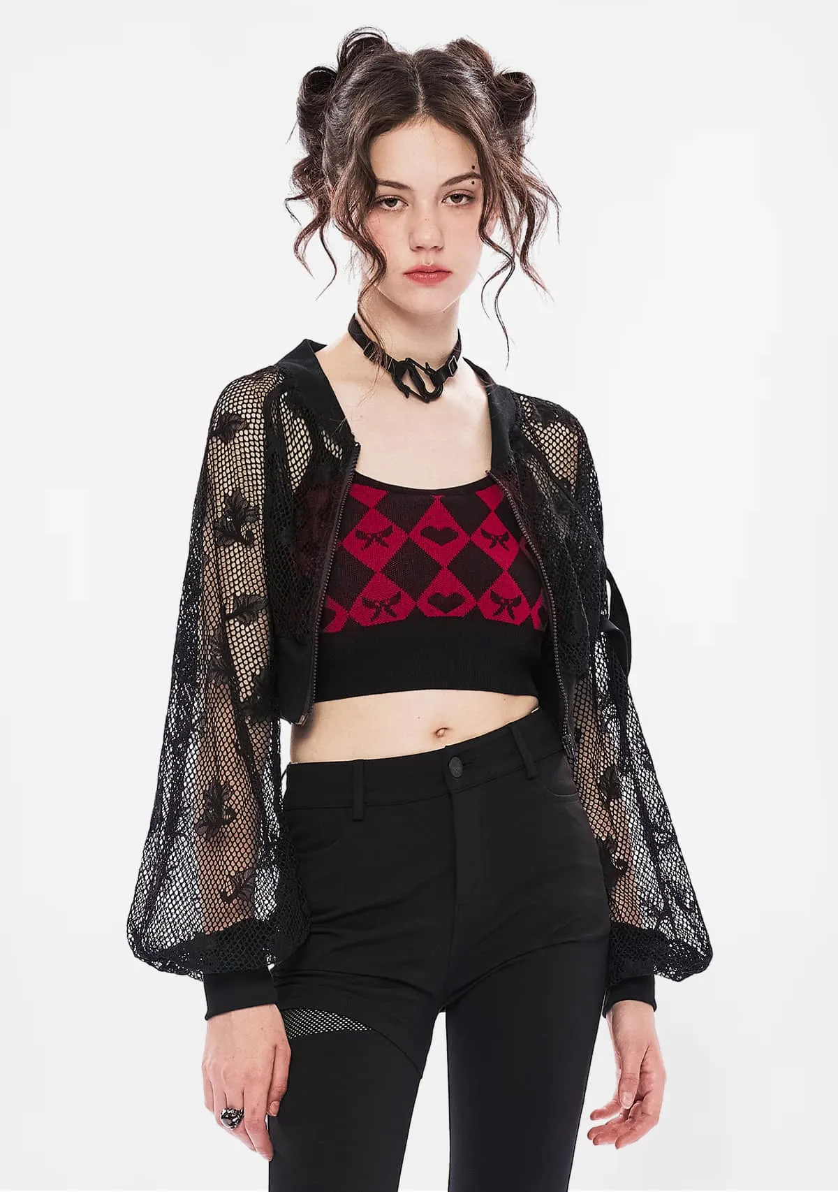 Gothic Crimson Embrace Diamond-Pattern Vest sold by Shasilo Goth product image thumbnail 5