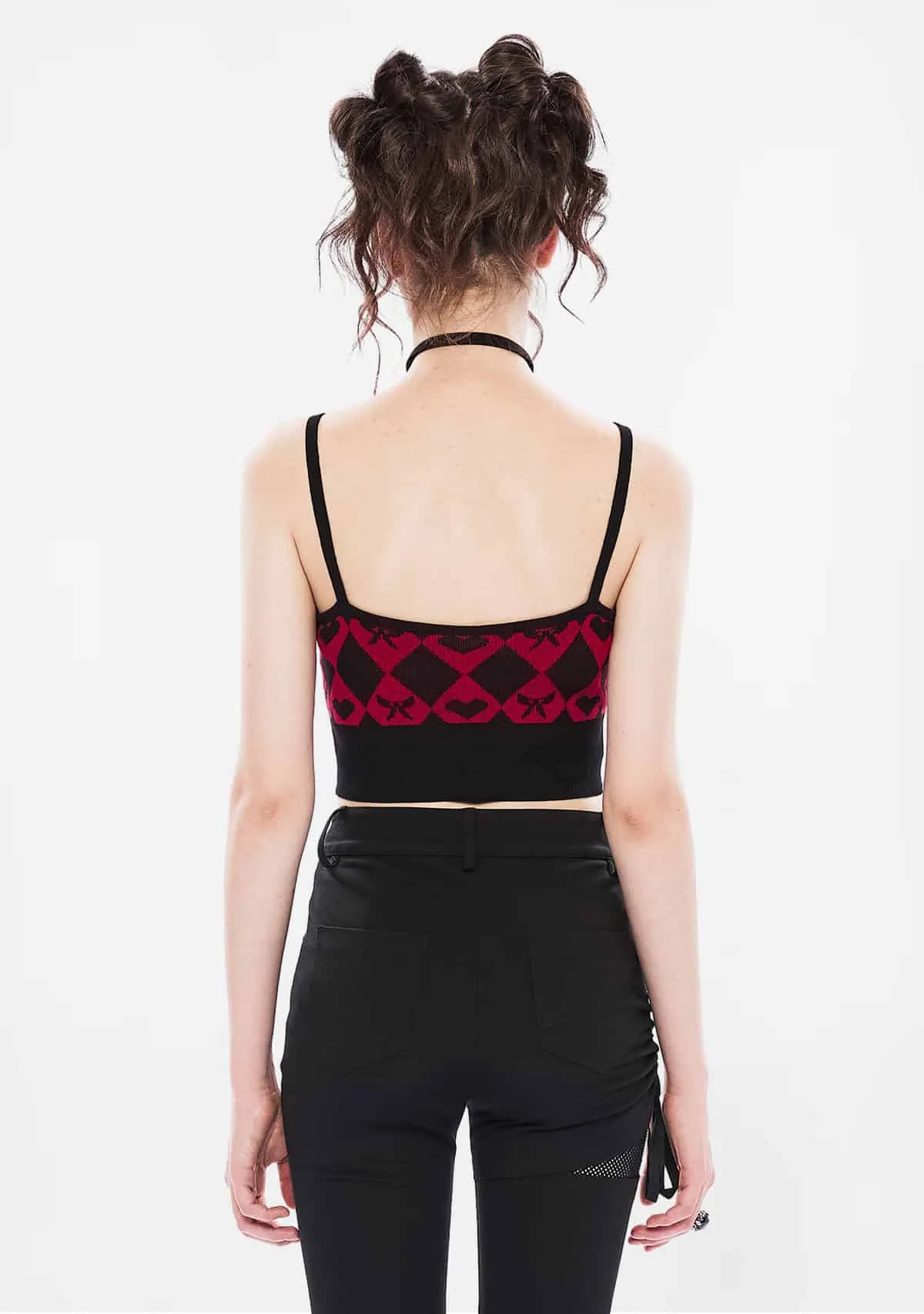 Gothic Crimson Embrace Diamond-Pattern Vest sold by Shasilo Goth product image thumbnail 4