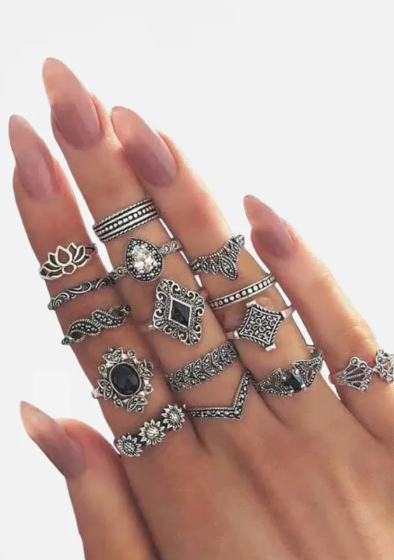 Gothic Antique Silver Ring Set sold by Shasilo Goth