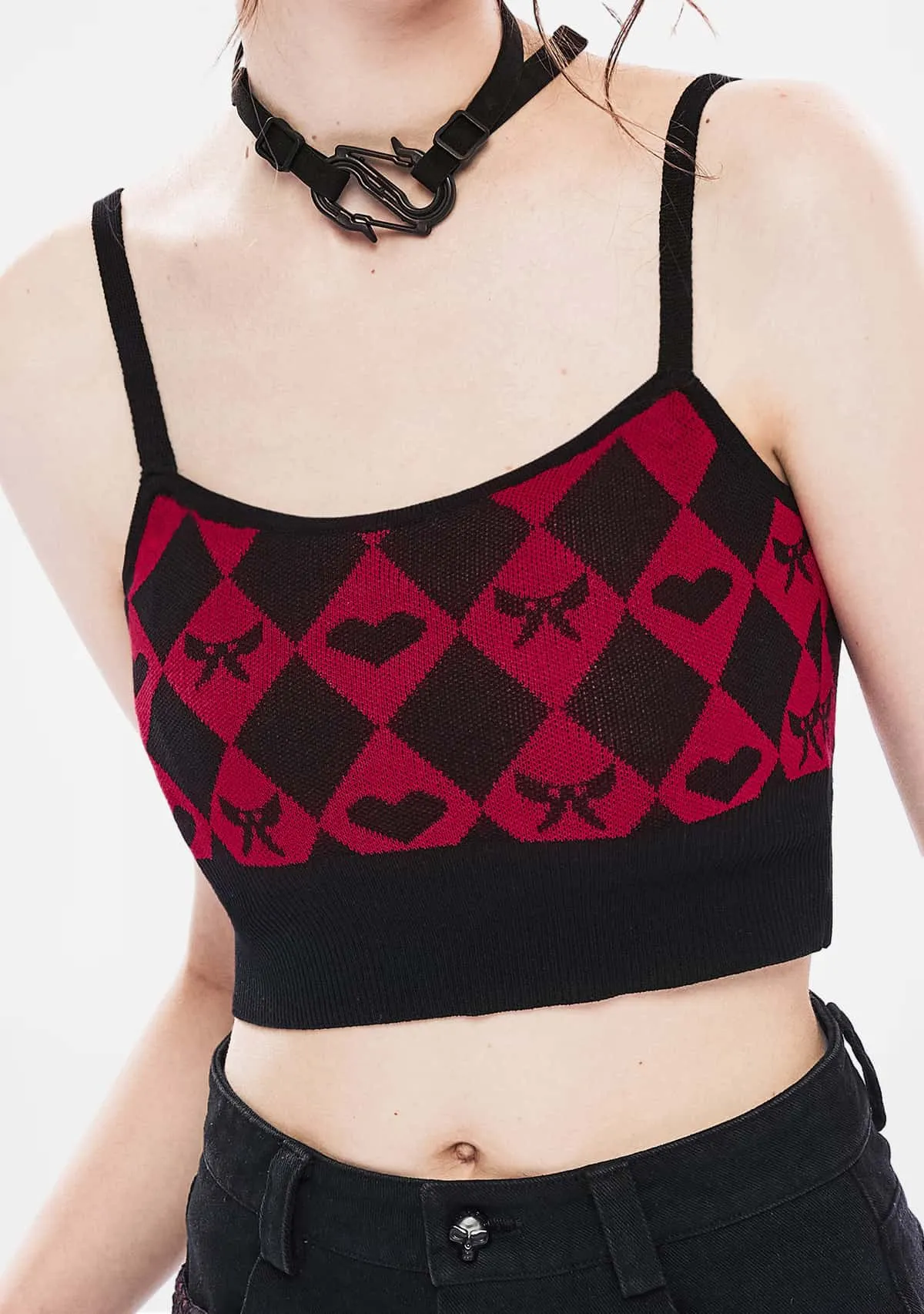 Gothic Crimson Embrace Diamond-Pattern Vest sold by Shasilo Goth product image thumbnail 2