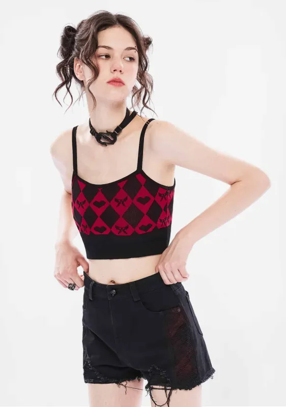 Gothic Crimson Embrace Diamond-Pattern Vest made by Shasilo Goth