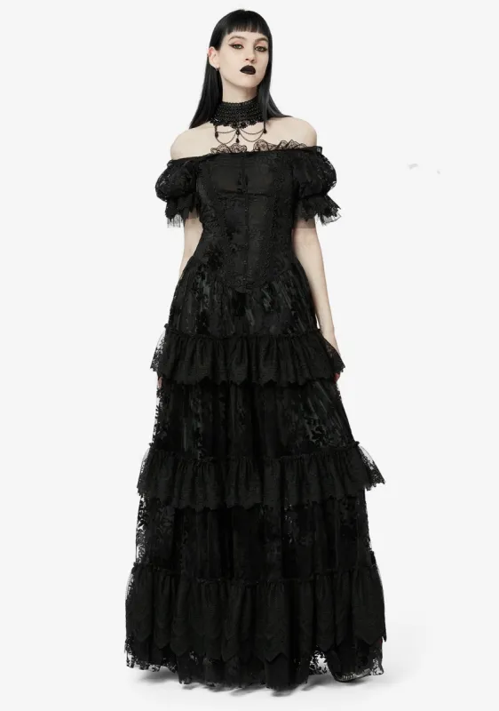 Goth Luxe Flocked Mesh Gown sold by Shasilo Goth