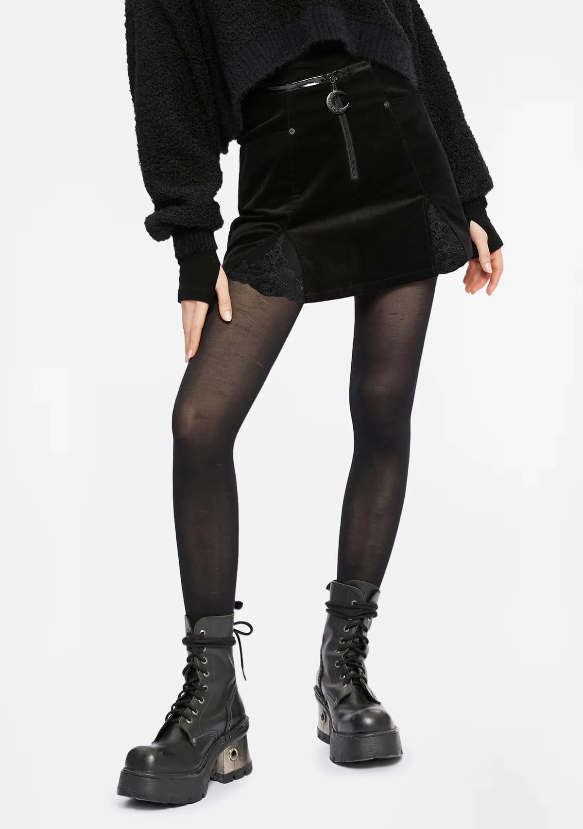 Punk Rock Moon Corduroy Mini Skirt sold by Shasilo Goth