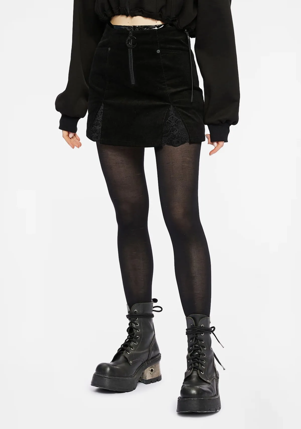 Punk Rock Moon Corduroy Mini Skirt sold by Shasilo Goth product image thumbnail 3