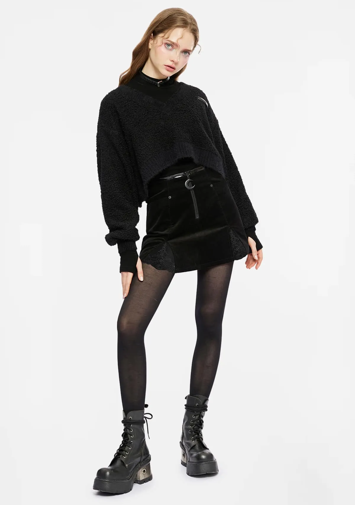 Punk Rock Moon Corduroy Mini Skirt sold by Shasilo Goth product image thumbnail 5