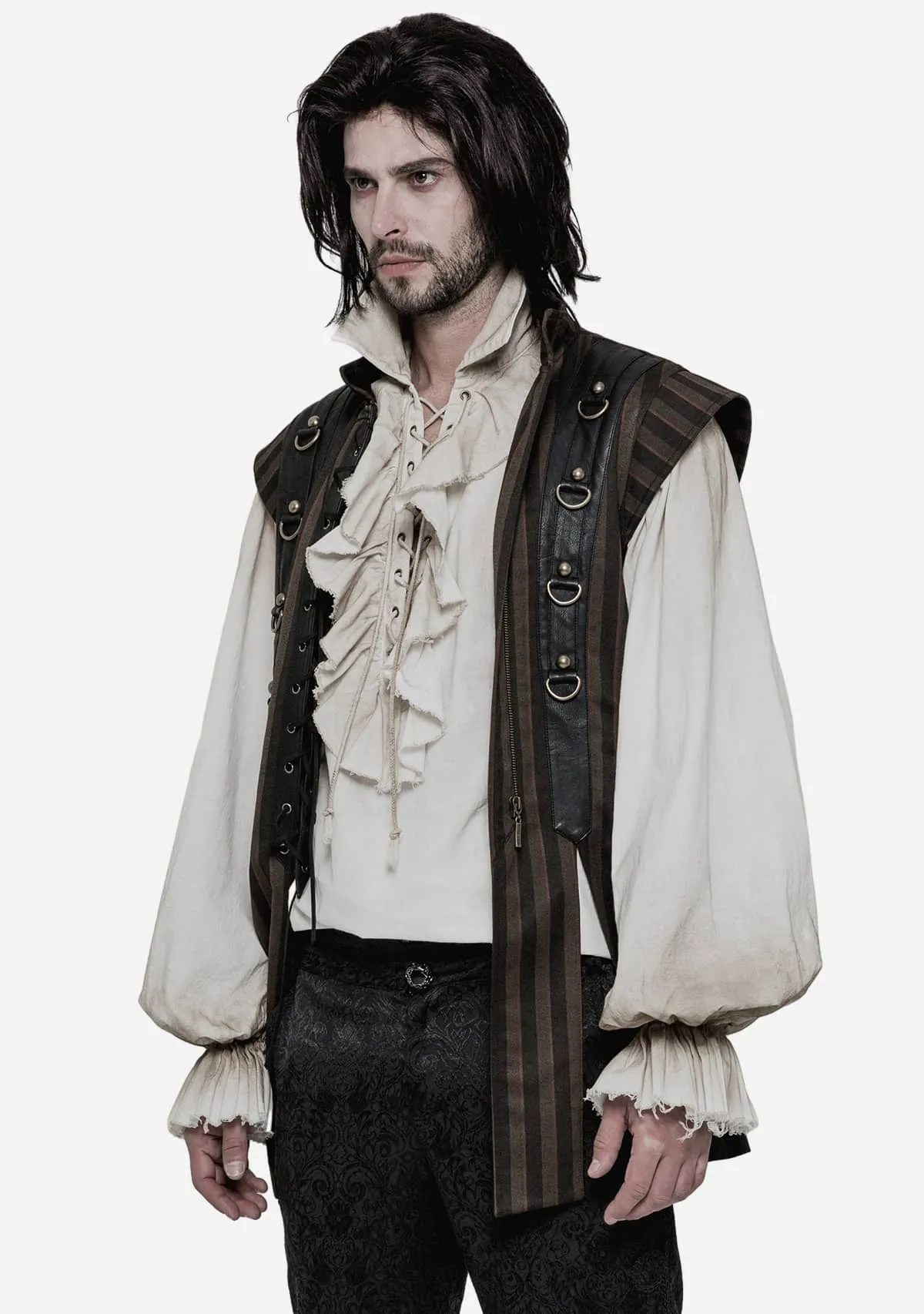 Gothic Vintage Lace-Up Linen Shirt sold by Shasilo Goth product image thumbnail 5