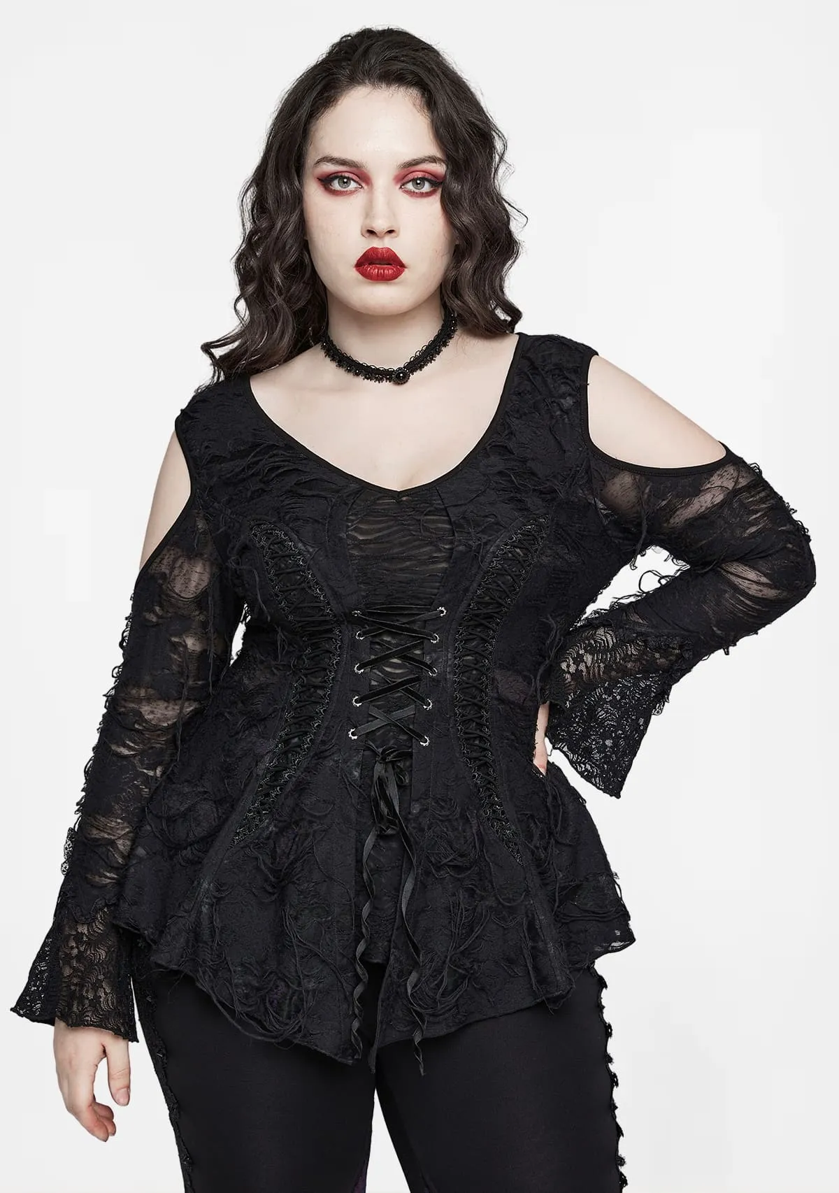 Plus Size Rose Lace Gothic T-Shirt sold by Shasilo Goth