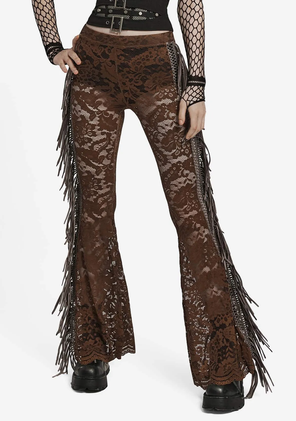 Gothic Shadow Veil Lace Pants sold by Shasilo Goth product image thumbnail 5