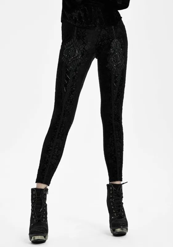 Gothic Retro Burn Out Flower Leggings sold by Shasilo Goth