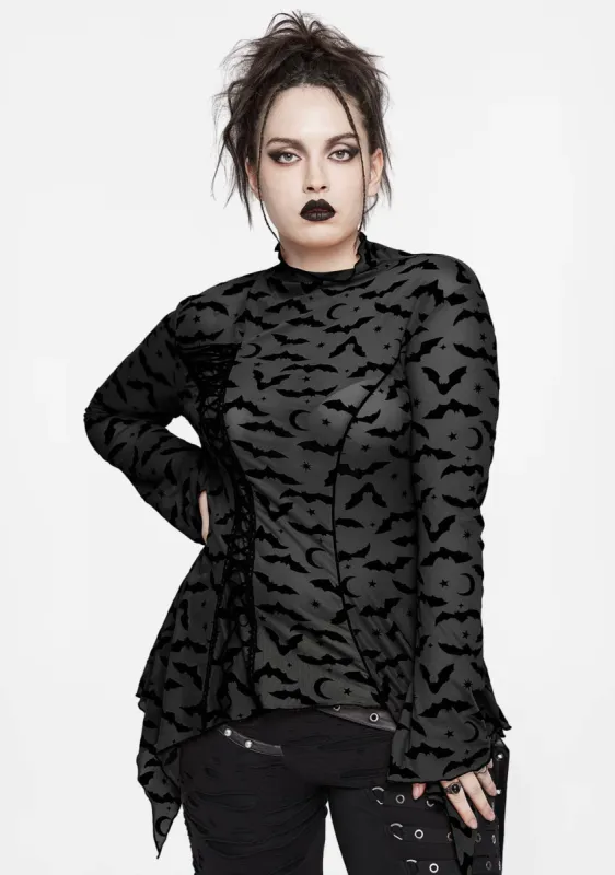 Plus Size Gothic Bat Mesh T-Shirt sold by Shasilo Goth