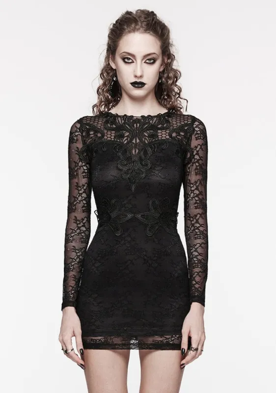 Gothic Lace Illusion Knit Dress sold by Shasilo Goth