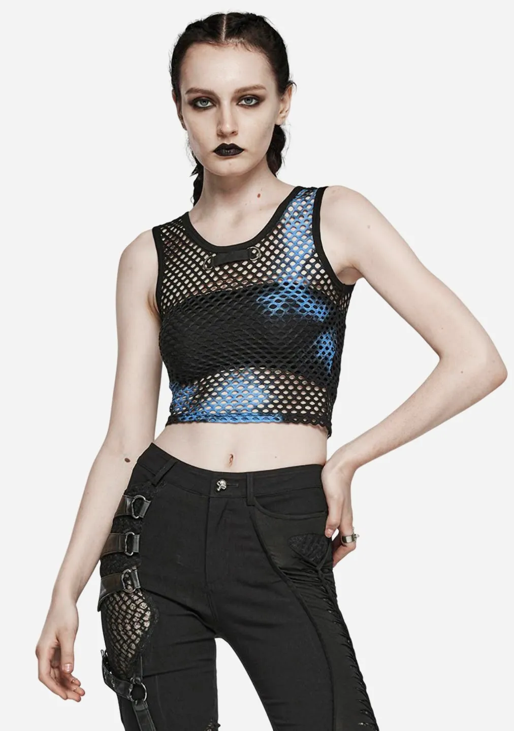 Gothic Tie Dye Mesh Tank Top sold by Shasilo Goth product image thumbnail 2