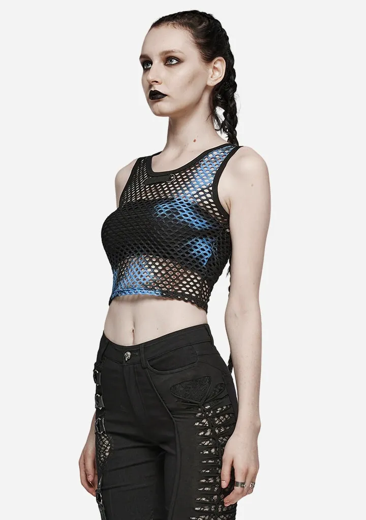 Gothic Tie Dye Mesh Tank Top sold by Shasilo Goth product image thumbnail 3