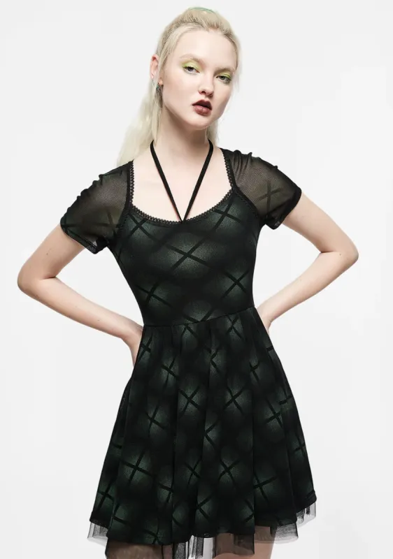 Gothic Plaid Gauze Fusion Dress sold by Shasilo Goth