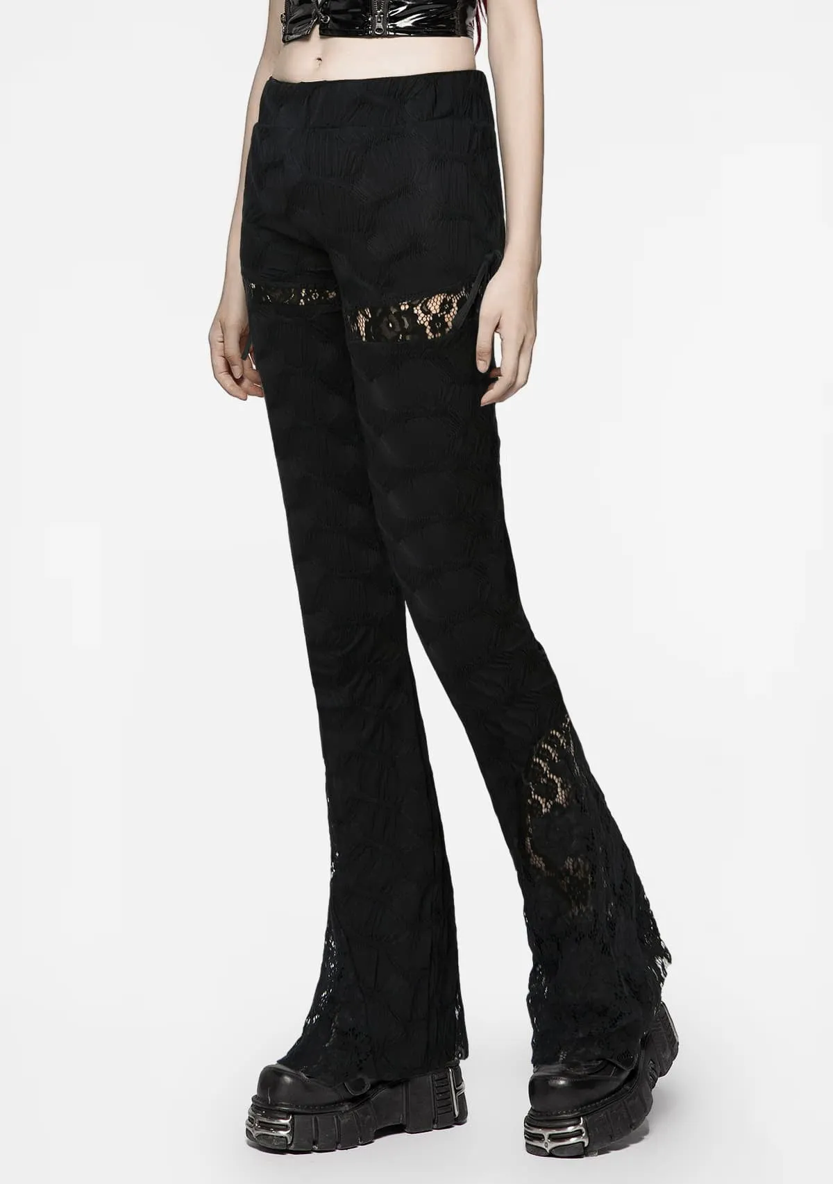 Gothic Strappy Lace Hollow Out Trousers sold by Shasilo Goth