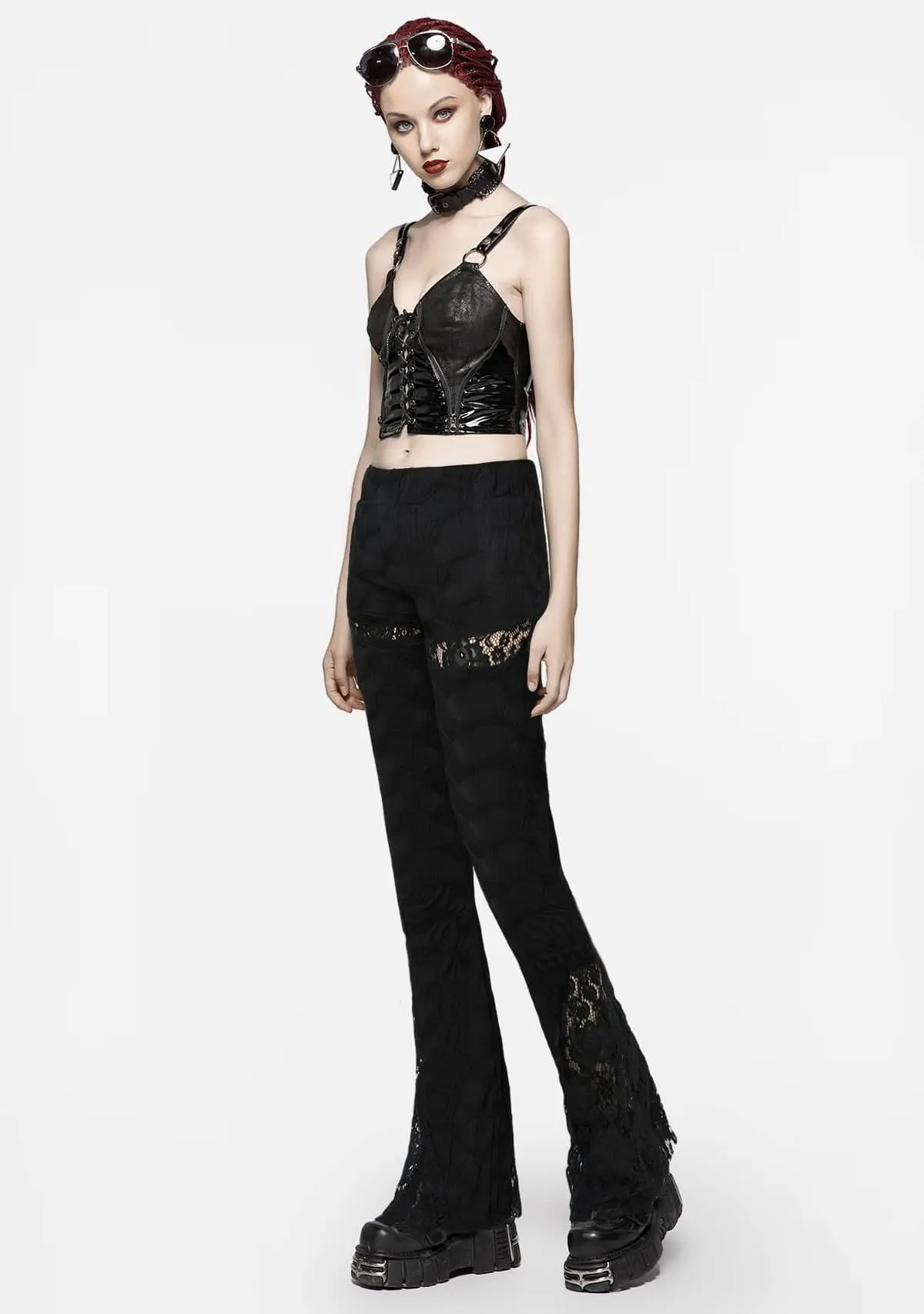 Gothic Strappy Lace Hollow Out Trousers sold by Shasilo Goth product image thumbnail 5