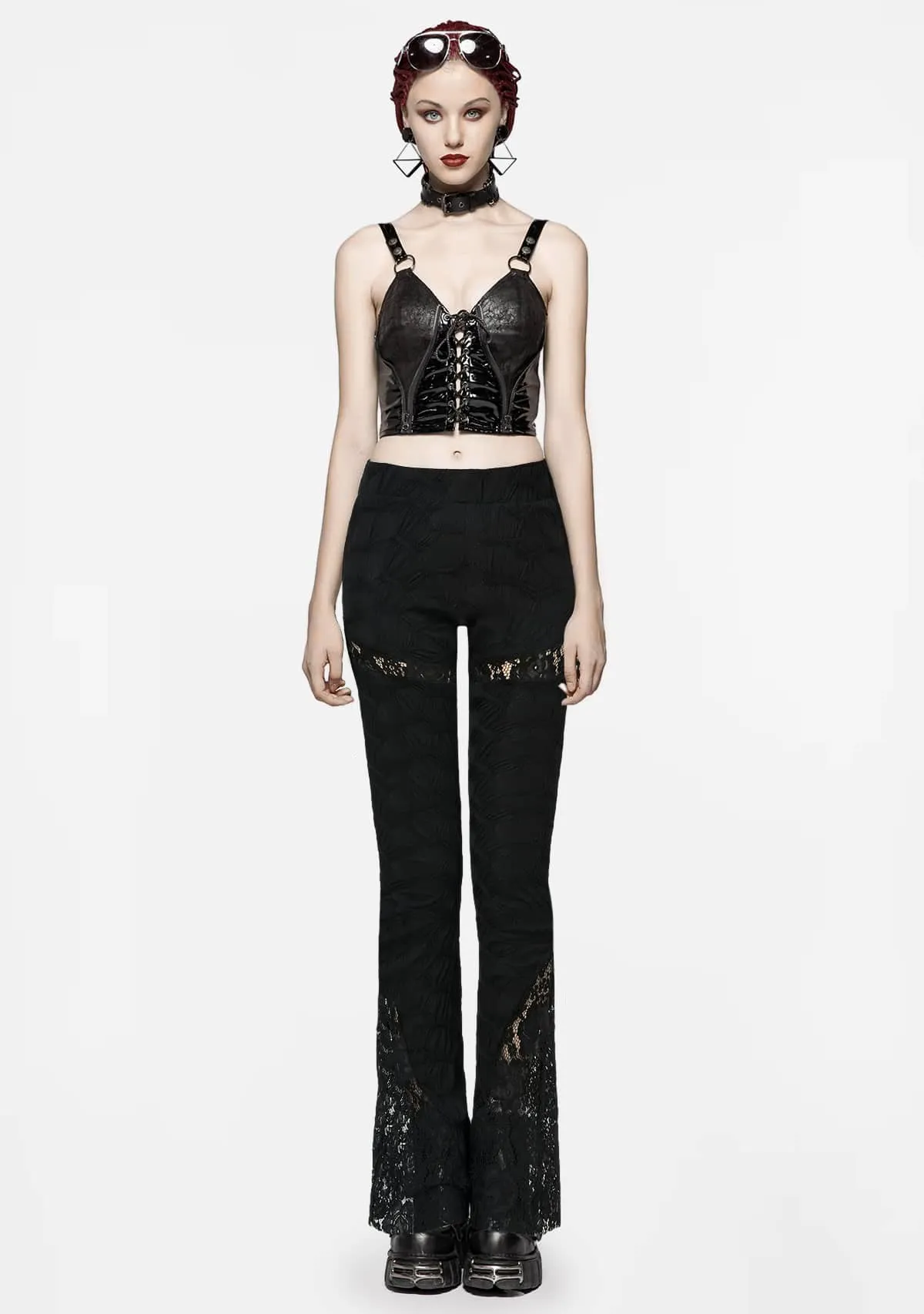Gothic Strappy Lace Hollow Out Trousers sold by Shasilo Goth product image thumbnail 4