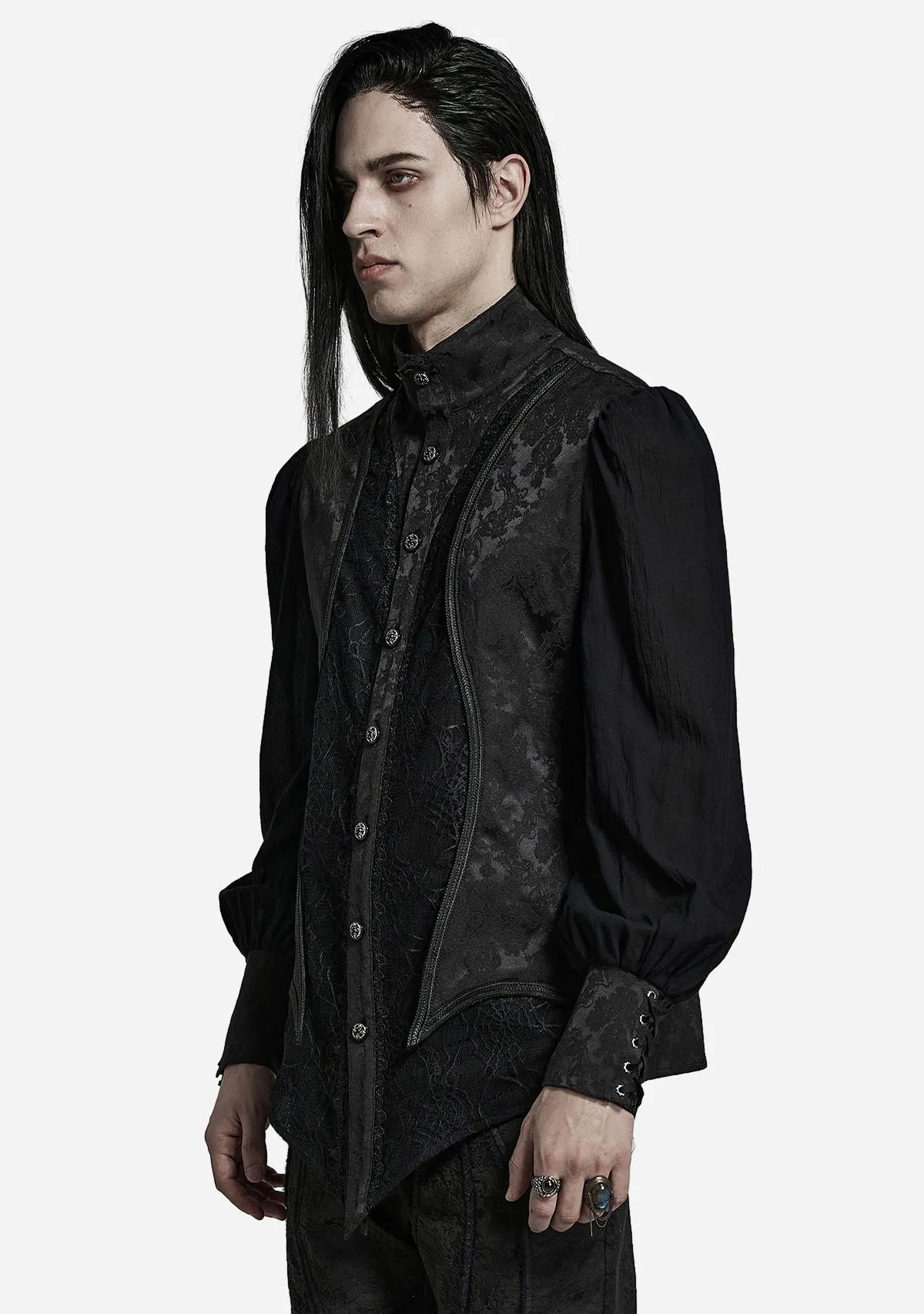 Goth Lantern Sleeve Stand Collar Shirt sold by Shasilo Goth product image thumbnail 5
