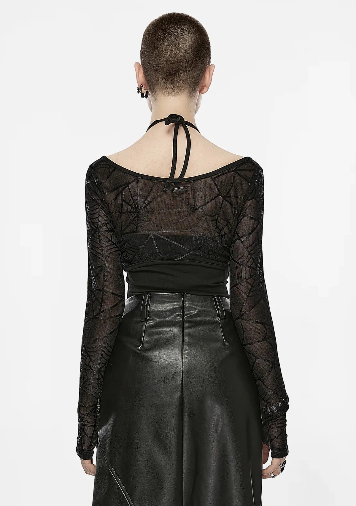 Gothic Noir Fantasy Enigmatic Web Halter Duo T-Shirt sold by Shasilo Goth product image thumbnail 4
