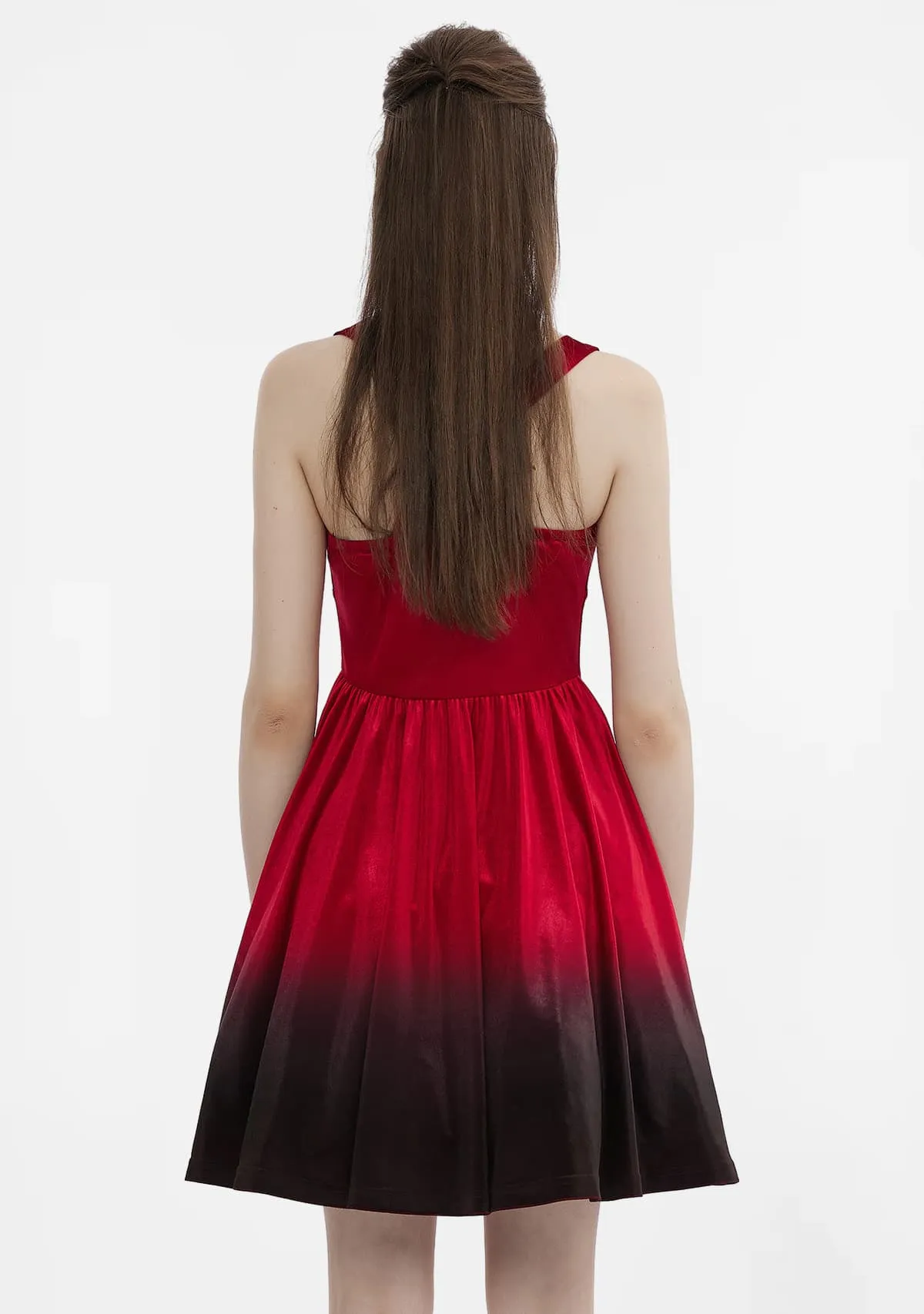 Gothic The Knight Embroidered Gradient Slip Dress sold by Shasilo Goth product image thumbnail 4