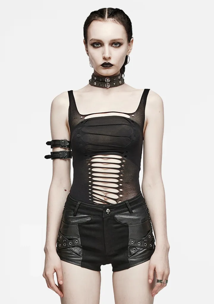 Punk Hollow Out Tank Top sold by Shasilo Goth product image thumbnail 5
