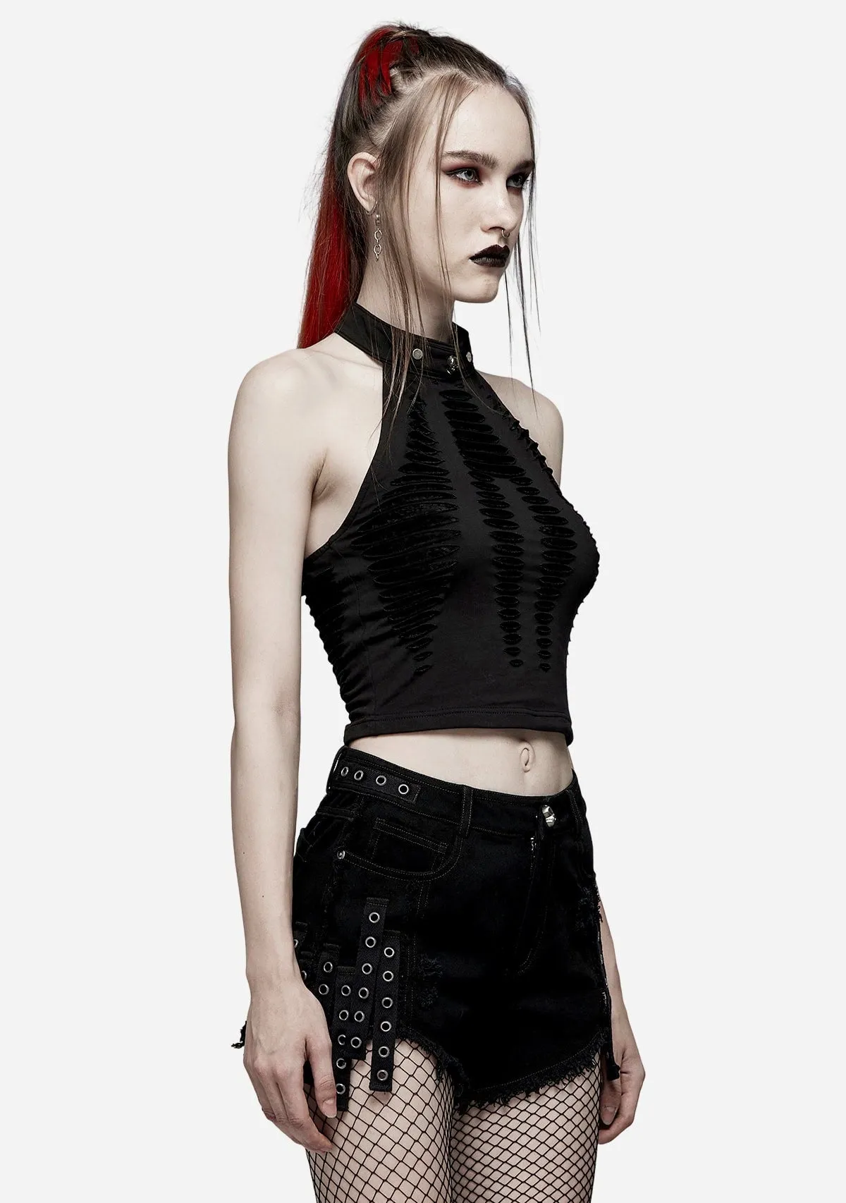 Gothic Spider Mesh Cut-Out Halter sold by Shasilo Goth product image thumbnail 3