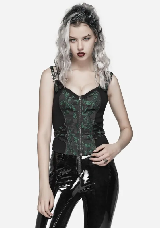 Punk Noir Jacquard Lace-Up Bodice sold by Shasilo Goth