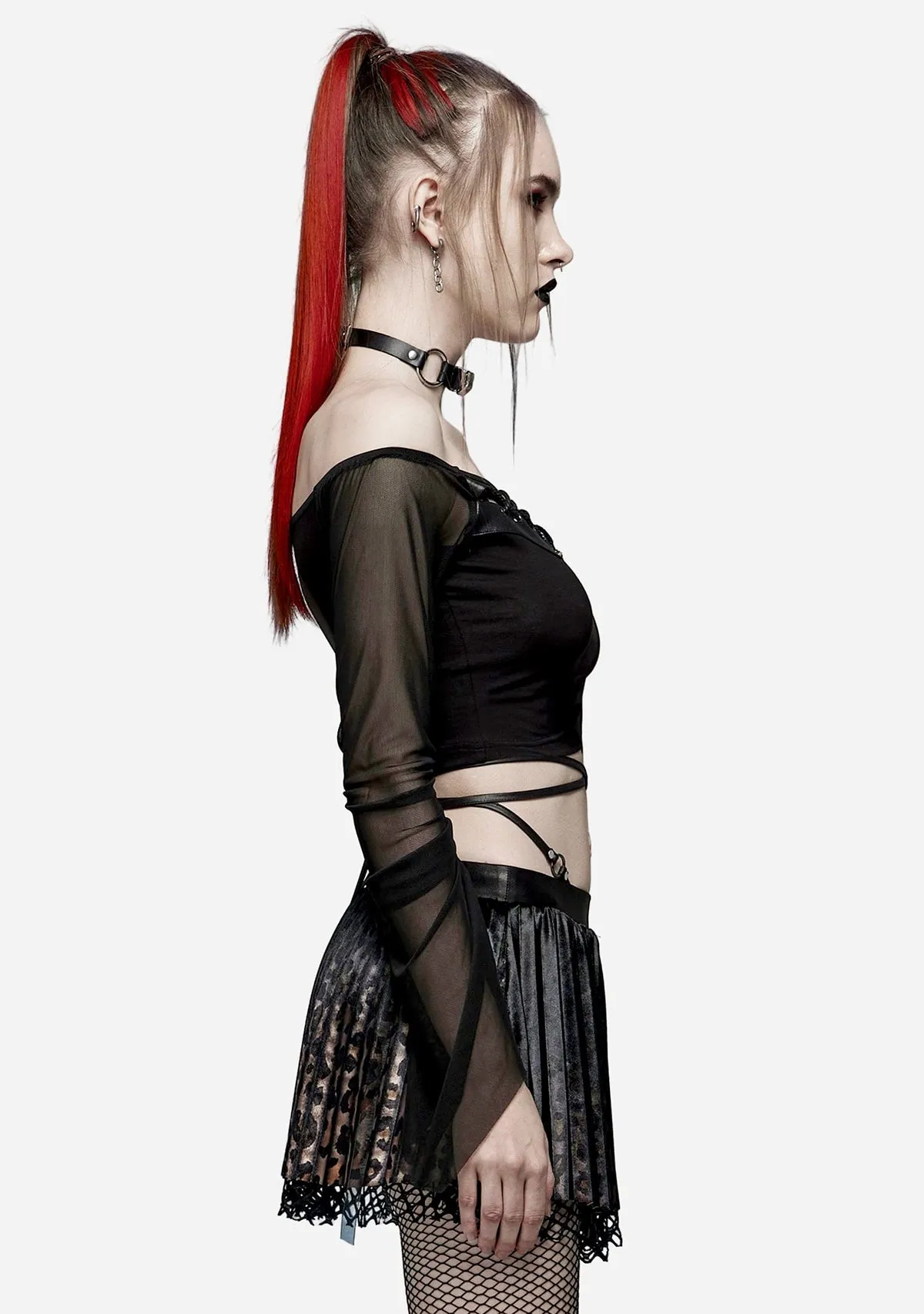 Goth Mesh Sleeve Crop Top sold by Shasilo Goth product image thumbnail 2