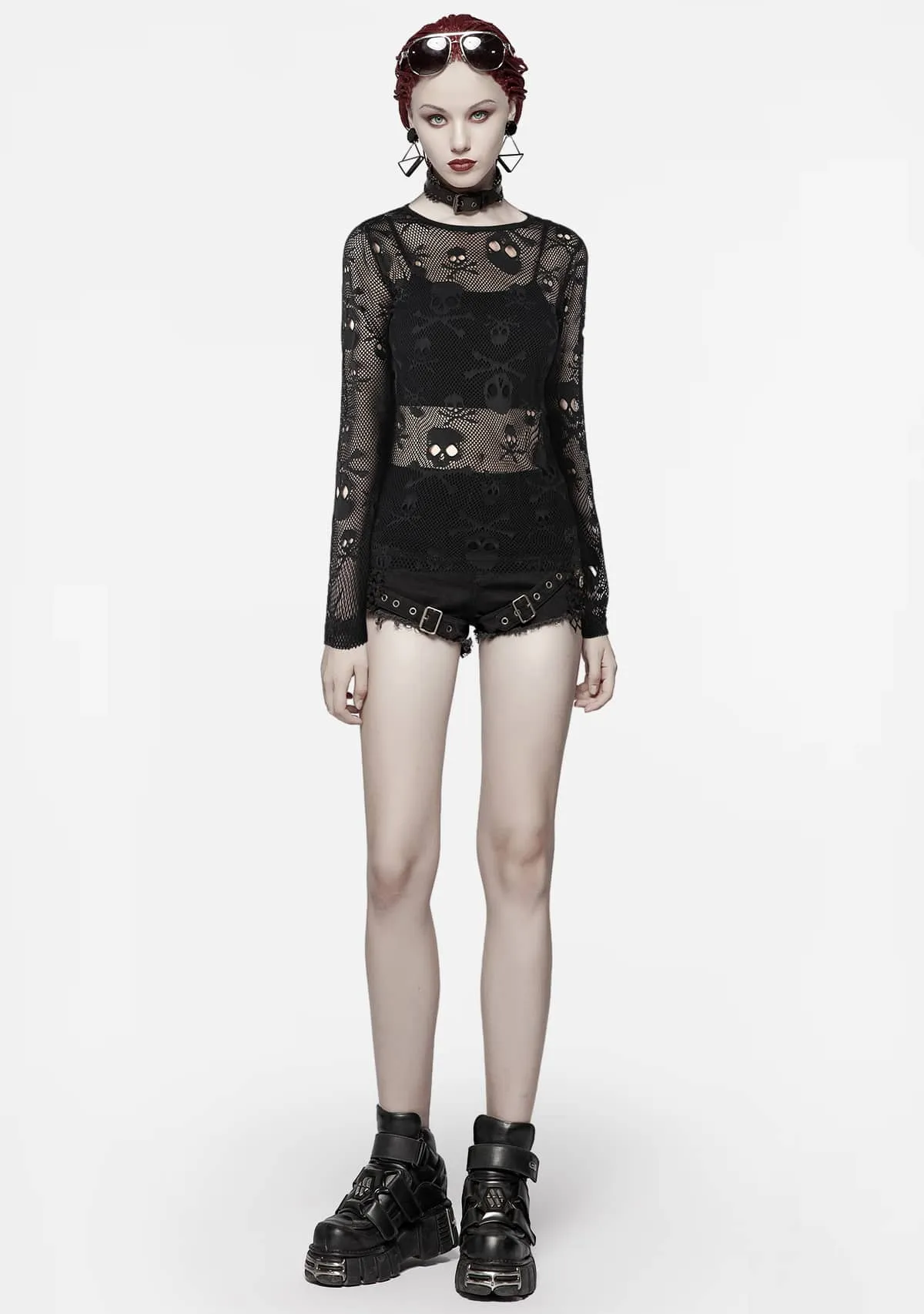 Gothic Skull Hollow Long Sleeve T-shirt sold by Shasilo Goth product image thumbnail 5