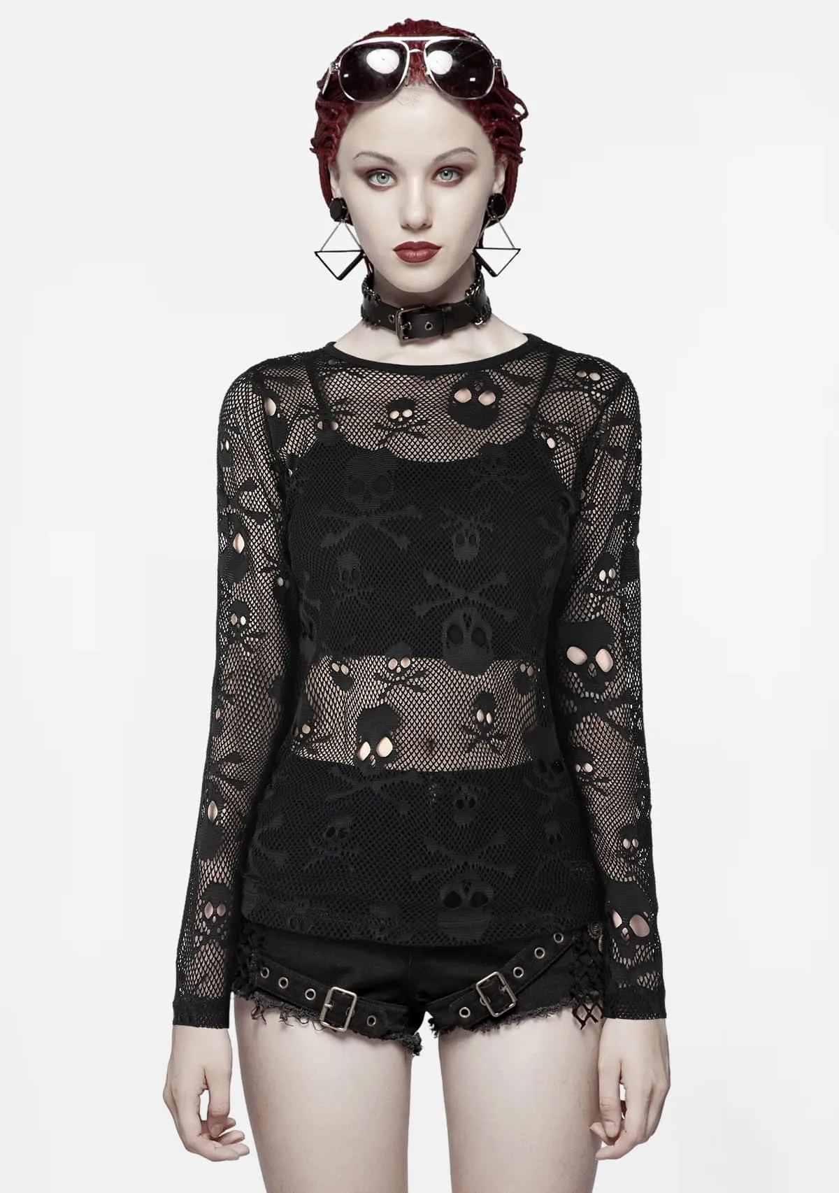 Gothic Skull Hollow Long Sleeve T-shirt sold by Shasilo Goth product image thumbnail 3