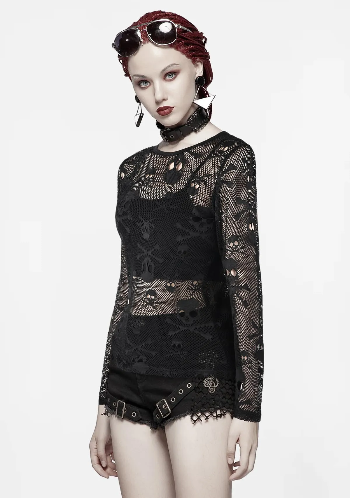 Gothic Skull Hollow Long Sleeve T-shirt sold by Shasilo Goth